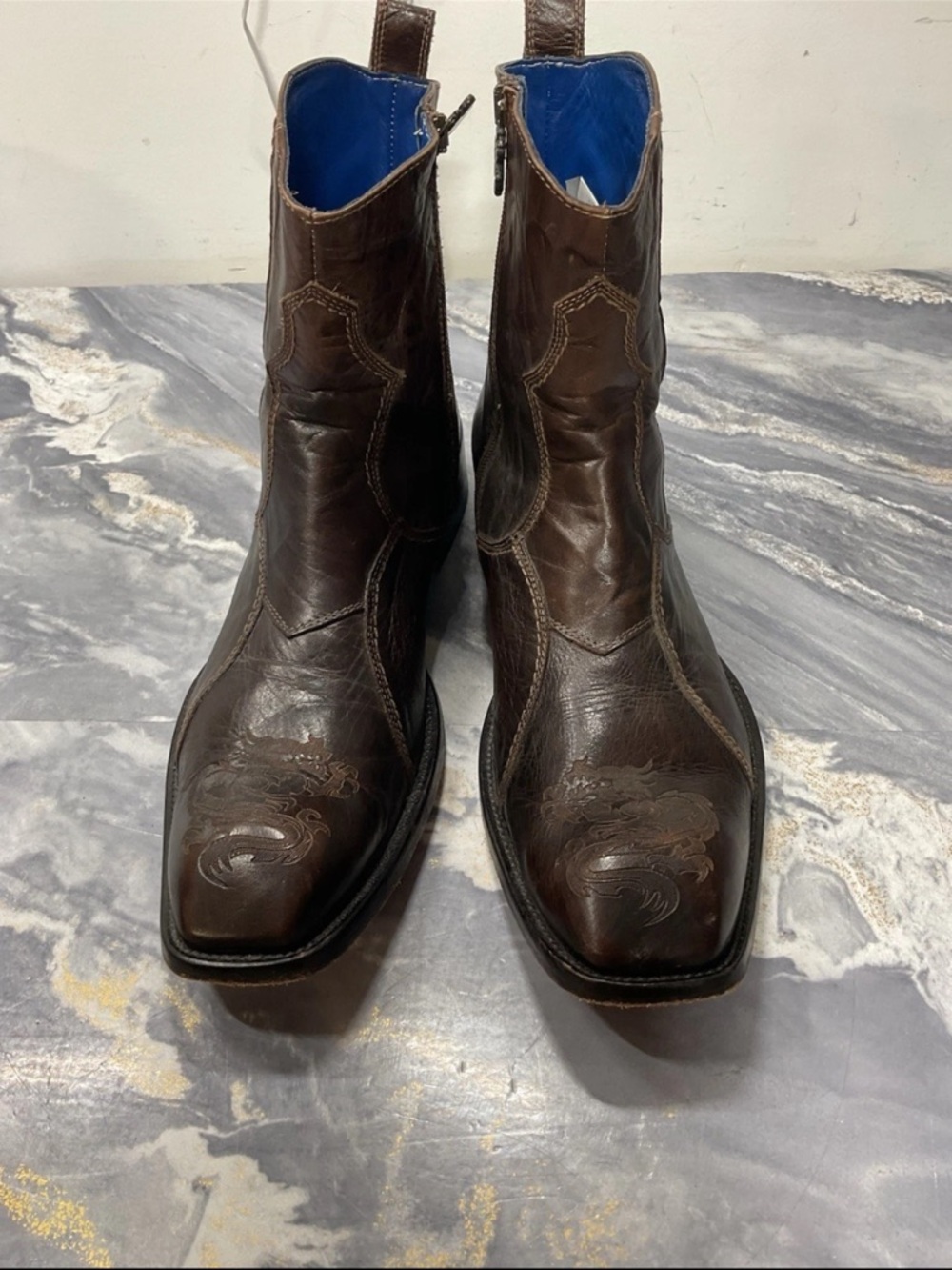 Mark Nason  Zipper Leather Dragon Boots Made in Italy size 11 - Picture 11 of 13